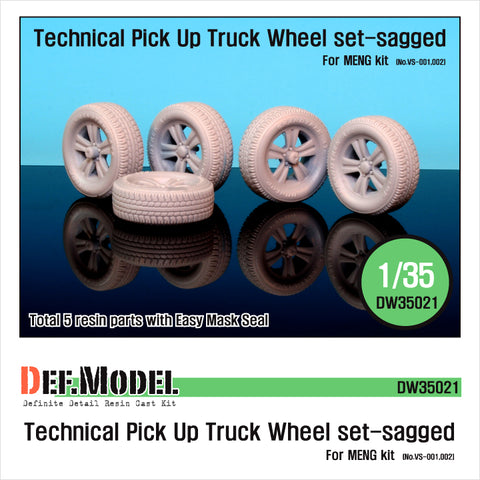 DEFモデル DW35021 1/35 現用 ピックアップトラック 自重変形タイヤセット(モンモデルVS-001/002用)(4個+スペアタイヤ1個入り,マスキングシール付き)