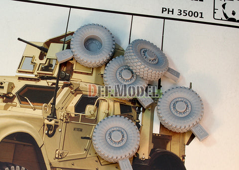 DEFモデル DW35023 1/35 現用 アメリカ M-ATV MRAP 自重変形タイヤセット(パンダホビー PH35001用)(4個+スペアタイヤ1個入り,マスキングシール付き)