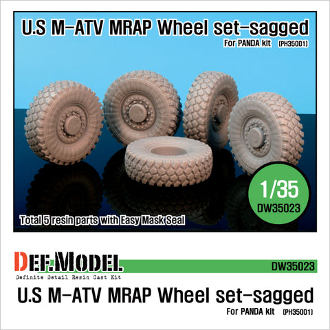 DEFモデル DW35023 1/35 現用 アメリカ M-ATV MRAP 自重変形タイヤセット(パンダホビー PH35001用)(4個+スペアタイヤ1個入り,マスキングシール付き)