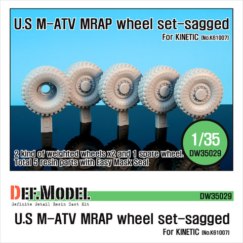 DEFモデル DW35029 1/35 現用 アメリカ M-ATV MRAP 自重変形タイヤセット(キネティックK61007用)(2種各2個+スペアタイヤ1個入り,マスキングシール付き)