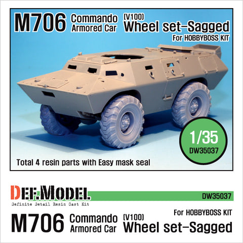 DEFモデル DW35037 1/35 現用 アメリカ U.S M706(V100) コマンドウ 装輪装甲車 自重変形タイヤセット(ホビーボス用)(4種各1個入り,マスキングシール付き)