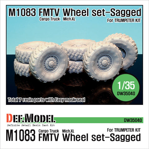 DEFモデル DW35040 1/35 現用 アメリカ M1083 FMTVトラック 自重変形タイヤセット(ミシュランXL)(トランぺッター用)(6個+スペアタイヤ1個入り,マスキングシール付き)
