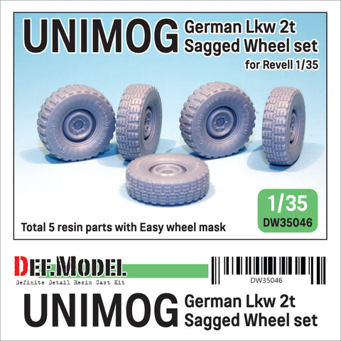 DEFモデル DW35046 1/35 現用 ドイツ ウニモグ 2トン軍用軽トラック 自重変形タイヤセット(レベル用)(2種各2個+スペアタイヤ1個入り,マスキングシール付き)