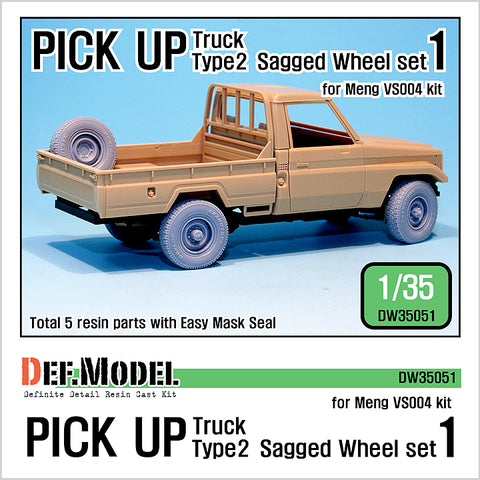 DEFモデル DW35051 1/35 現用 ピックアップトラック タイプ2 自重変形タイヤセット(1)(モンモデルVS-004用)(2種各2個+スペアタイヤ1個入り,マスキングシール付き)