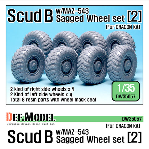 DEFモデル DW35057 1/35 現用 ソビエト/ロシア スカッドB 搭載 MAZ-543 自重変形タイヤセット(2)(ドラゴン用)(右側用2種計4個,左側用2種計4個入り,マスキングシール付き)