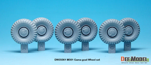 DEFモデル DW35061 1/35 現用 アメリカ M561 ガマゴート カーゴトラック 自重変形タイヤセット(タミヤ用)(3種各2個入り,マスキングシール付き)