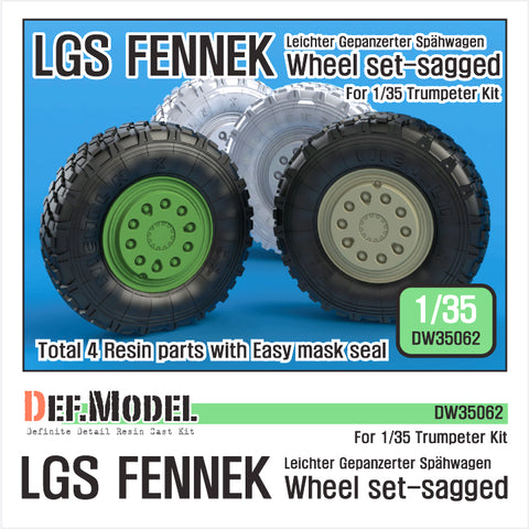 DEFモデル DW35062 1/35 現用 ドイツ フェネック LGS(軽偵察車) 自重変形タイヤセット(トランペッター用)(2種各2個入り,マスキングシール付き)