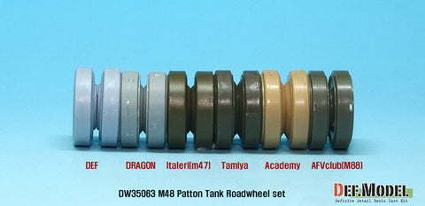 DEFモデル DW35063 1/35 現用 アメリカ M48 戦車 転輪セット(M47(イタレリ)/M48/M60/M88(AFVクラブ) に対応)(14セット入り,マスキングテンプレート付き)
