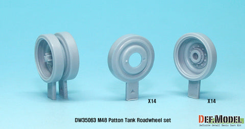DEFモデル DW35063 1/35 現用 アメリカ M48 戦車 転輪セット(M47(イタレリ)/M48/M60/M88(AFVクラブ) に対応)(14セット入り,マスキングテンプレート付き)