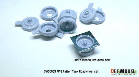 DEFモデル DW35063 1/35 現用 アメリカ M48 戦車 転輪セット(M47(イタレリ)/M48/M60/M88(AFVクラブ) に対応)(14セット入り,マスキングテンプレート付き)