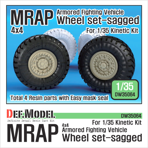 DEFモデル DW35064 1/35 現用 アメリカ MRAP 自重変形タイヤセット(キネティック用)(2種各2個入り,マスキングシール付き)