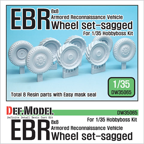 DEFモデル DW35065 1/35 現用 フランス パナール EBR-10 装輪装甲車 自重変形タイヤセット(ホビーボス用)(4種各2個入り,マスキングシール付き)