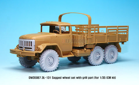 DEFモデル DW35067 1/35 現用 ソビエト/ロシア ZIL-131 トラック 自重変形タイヤセット(ICM用)(6種各1個+スペアタイヤ1個入り,マスキングシール付き)(フロントグリル修正パーツ付き)