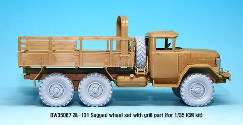 DEFモデル DW35067 1/35 現用 ソビエト/ロシア ZIL-131 トラック 自重変形タイヤセット(ICM用)(6種各1個+スペアタイヤ1個入り,マスキングシール付き)(フロントグリル修正パーツ付き)