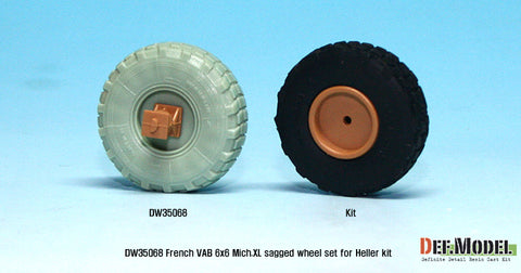 DEFモデル DW35068 1/35 現用 フランス VAB 装甲車 自重変形タイヤセット(1)(ミシュランXL)(エレール用)(6種各1個,マスキングシール付き)