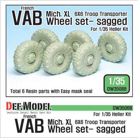 DEFモデル DW35068 1/35 現用 フランス VAB 装甲車 自重変形タイヤセット(1)(ミシュランXL)(エレール用)(6種各1個,マスキングシール付き)
