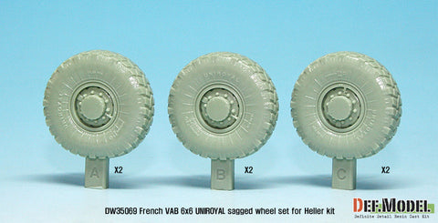 DEFモデル DW35069 1/35 現用 フランス VAB 装甲車 自重変形タイヤセット(2)(ユニロイヤル)(エレール用)(6種各1個,マスキングシール付き)