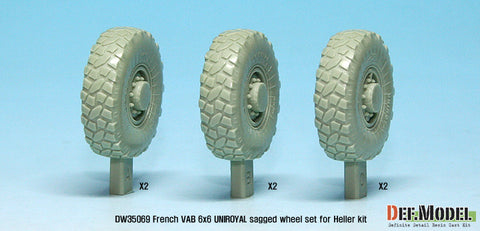 DEFモデル DW35069 1/35 現用 フランス VAB 装甲車 自重変形タイヤセット(2)(ユニロイヤル)(エレール用)(6種各1個,マスキングシール付き)