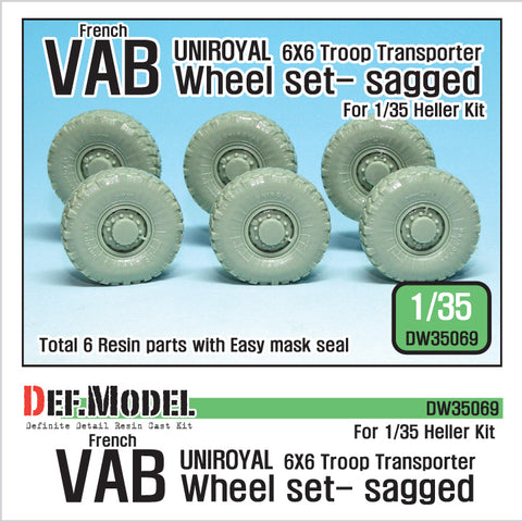 DEFモデル DW35069 1/35 現用 フランス VAB 装甲車 自重変形タイヤセット(2)(ユニロイヤル)(エレール用)(6種各1個,マスキングシール付き)