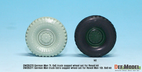 DEFモデル DW35071 1/35 現用 ドイツ MAN 10t. 軍用8輪トラック 自重変形タイヤ追加セット(レベル用) (2個入り,DEFモデル DW35070と併せて使用)