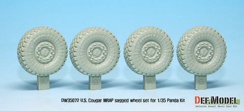 DEFモデル DW35072 1/35 現用 アメリカ クーガー 4X4 MRAP 自重変形タイヤセット(パンダホビー用)(2種各2個入り,マスキングシール付き)