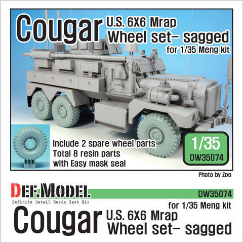 DEFモデル DW35074 1/35 現用 アメリカ クーガー 6X6 MRAP 自重変形タイヤセット(モンモデル用)(3種各2個+スペアタイヤ2個入り,マスキングシール付き)