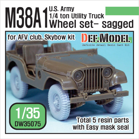 DEFモデル DW35075 1/35 現用 アメリカ M38A1 小型四輪車 自重変形タイヤセット(AFVクラブ/スカイボウ用)(4個+スペアタイヤ1個入り,マスキングシール付き)