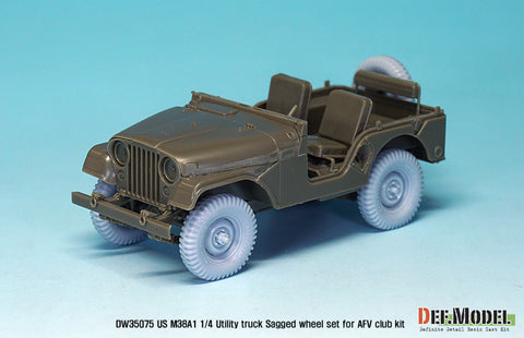 DEFモデル DW35075 1/35 現用 アメリカ M38A1 小型四輪車 自重変形タイヤセット(AFVクラブ/スカイボウ用)(4個+スペアタイヤ1個入り,マスキングシール付き)