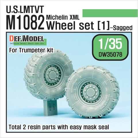 DEFモデル DW35078 1/35 現用 アメリカ M1082 トレーラー 自重変形タイヤセット(1)(ミシュランXML)(トランペッター用)(2個入り,マスキングシール付き)