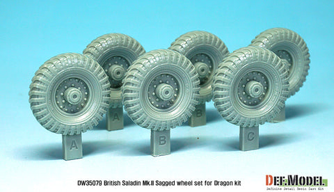 DEFモデル DW35079 1/35 現用 イギリス サラディンMk.II 装甲車 自重変形タイヤセット(ドラゴン用)(3種各2個,マスキングシール付き)