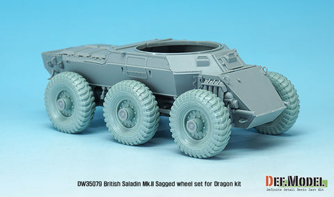 DEFモデル DW35079 1/35 現用 イギリス サラディンMk.II 装甲車 自重変形タイヤセット(ドラゴン用)(3種各2個,マスキングシール付き)