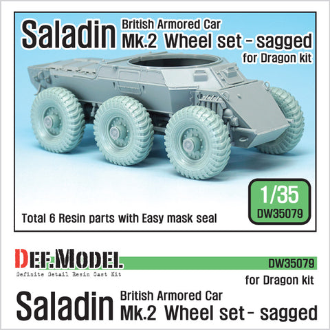 DEFモデル DW35079 1/35 現用 イギリス サラディンMk.II 装甲車 自重変形タイヤセット(ドラゴン用)(3種各2個,マスキングシール付き)
