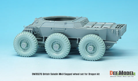 DEFモデル DW35079 1/35 現用 イギリス サラディンMk.II 装甲車 自重変形タイヤセット(ドラゴン用)(3種各2個,マスキングシール付き)