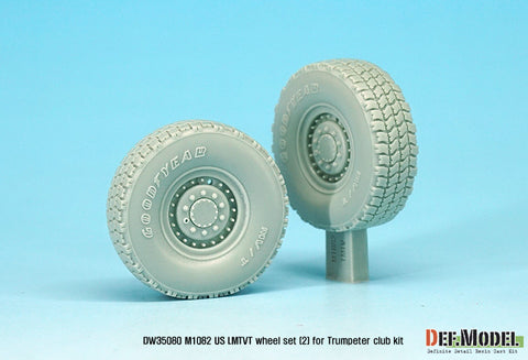 DEFモデル DW35080 1/35 現用 アメリカ M1082 トレーラー 自重変形タイヤセット(2)(グッドイヤー MV/T)(トランペッター用)(2個入り,マスキングシール付)