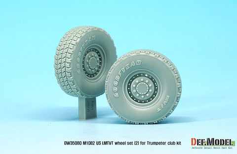 DEFモデル DW35080 1/35 現用 アメリカ M1082 トレーラー 自重変形タイヤセット(2)(グッドイヤー MV/T)(トランペッター用)(2個入り,マスキングシール付)