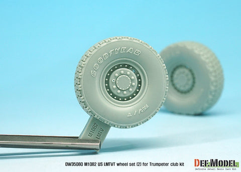 DEFモデル DW35080 1/35 現用 アメリカ M1082 トレーラー 自重変形タイヤセット(2)(グッドイヤー MV/T)(トランペッター用)(2個入り,マスキングシール付)