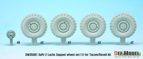 DEFモデル DW35081 1/35 現用 ドイツ SpPz2 ルクス 8輪装甲車 自重変形タイヤセット(1)(ダンロップ)(タコム/レベル用)(4種各2個,マスキングシール付き)