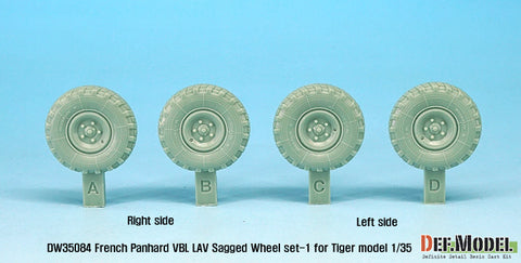 DEFモデル DW35084 1/35 現用 フランス パナール VBL 装甲車 自重変形タイヤセット(1)(タイガーモデル用)(4種各1個,マスキングシール付き)