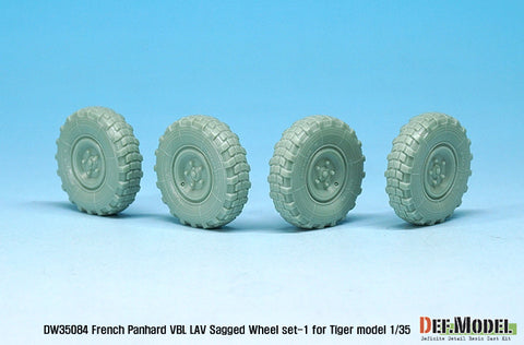 DEFモデル DW35084 1/35 現用 フランス パナール VBL 装甲車 自重変形タイヤセット(1)(タイガーモデル用)(4種各1個,マスキングシール付き)