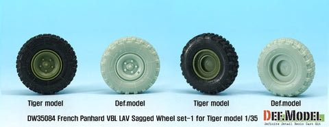 DEFモデル DW35084 1/35 現用 フランス パナール VBL 装甲車 自重変形タイヤセット(1)(タイガーモデル用)(4種各1個,マスキングシール付き)