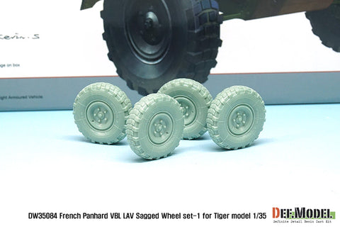 DEFモデル DW35084 1/35 現用 フランス パナール VBL 装甲車 自重変形タイヤセット(1)(タイガーモデル用)(4種各1個,マスキングシール付き)
