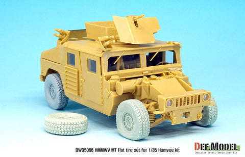 DEFモデル DW35086 1/35 現用 アメリカ ハンビー MT(泥濘地用タイヤ)パンクしたタイヤセット(アカデミー/ブロンコ/タミヤ用)(パンクタイヤ2個,自重変形タイヤ2個+スペアタイヤ1個入り,マスキングシール付き)