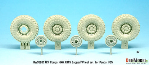 DEFモデル DW35087 1/35 現用 アメリカ クーガー 6X6 JERRV(統合型爆発物即応車両) 自重変形タイヤセット(パンダホビー用)(3種各2個+スペアタイヤ2個入り,マスキングシール付き)