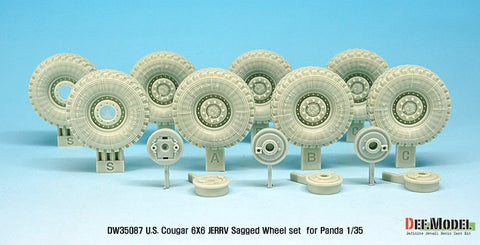 DEFモデル DW35087 1/35 現用 アメリカ クーガー 6X6 JERRV(統合型爆発物即応車両) 自重変形タイヤセット(パンダホビー用)(3種各2個+スペアタイヤ2個入り,マスキングシール付き)