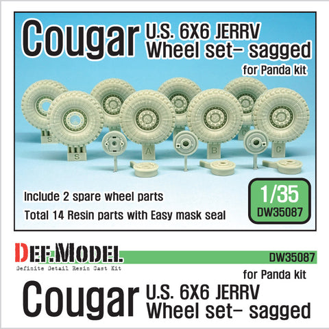 DEFモデル DW35087 1/35 現用 アメリカ クーガー 6X6 JERRV(統合型爆発物即応車両) 自重変形タイヤセット(パンダホビー用)(3種各2個+スペアタイヤ2個入り,マスキングシール付き)