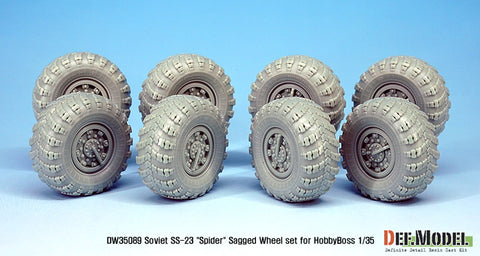 DEFモデル DW35089 1/35 現用 ソビエト/ロシア SS-23 スパイダー 戦術弾道ミサイル自走砲 自重変形タイヤセット(ホビーボス用)(4種各2個,マスキングシール付き)