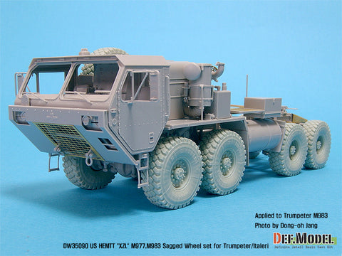DEFモデル DW35090 1/35 現用 アメリカ HEMTT M977/M983 重機動戦術トラック 自重変形タイヤセット(トランペッター/イタレリ用)(4種各2個,マスキングシール付き)