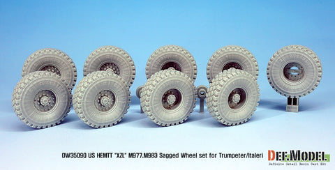 DEFモデル DW35090 1/35 現用 アメリカ HEMTT M977/M983 重機動戦術トラック 自重変形タイヤセット(トランペッター/イタレリ用)(4種各2個,マスキングシール付き)