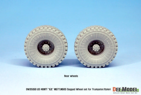 DEFモデル DW35090 1/35 現用 アメリカ HEMTT M977/M983 重機動戦術トラック 自重変形タイヤセット(トランペッター/イタレリ用)(4種各2個,マスキングシール付き)
