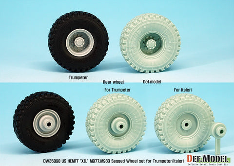 DEFモデル DW35090 1/35 現用 アメリカ HEMTT M977/M983 重機動戦術トラック 自重変形タイヤセット(トランペッター/イタレリ用)(4種各2個,マスキングシール付き)
